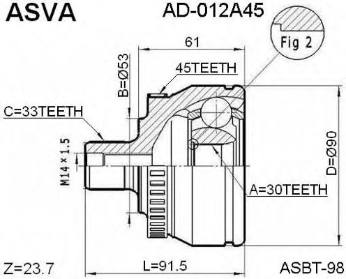Купить запчасть ASVA - AD012A45 