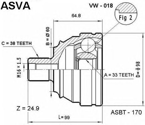 Купить запчасть ASVA - VW018 