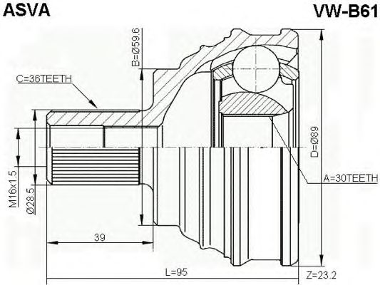 Купить запчасть ASVA - VWB61 