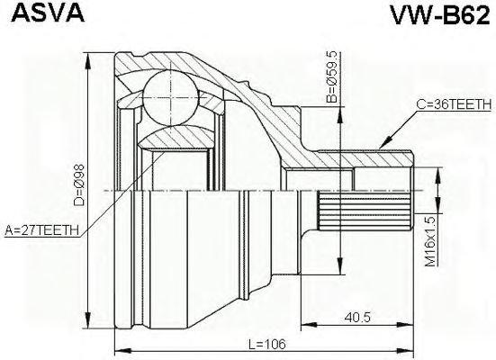 Купить запчасть ASVA - VWB62 