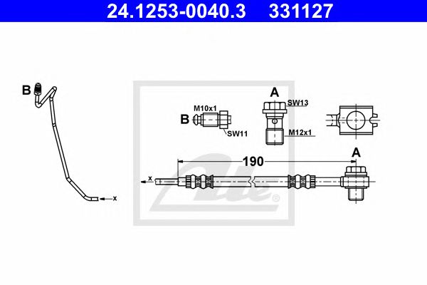 Купить ATE 24125300403 Шланг тормозной задний [190 mm] R AUDI A6 97-05, SKODA SuperB 01-08, VW Passat 96-05