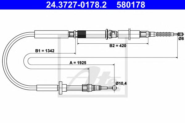 Купить ATE 24372701782 Трос ручного тормоза AUDI A6 02/97-01/05/ Allroad 05/00-08/05