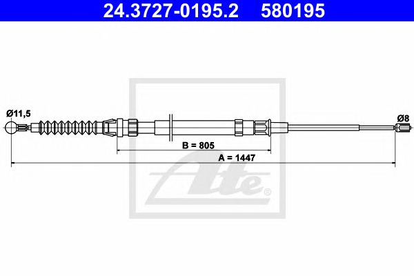 Купить ATE 24372701952 Трос ручного тормоза [диск.] AUDI A3 2.5 01.11->, SEAT ALTEA/LEON 1.4-2.0 03.04->, SKODA OCTAVIA/YETI 1.2-2.0 02.04->, VW GOLF PLUS/JETTA/SCIROCCO 1.4-2.5 01.05->