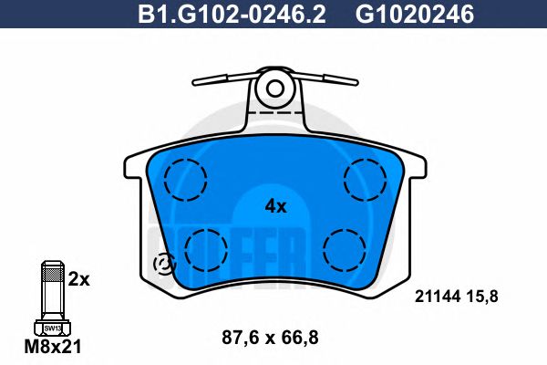 Купить GALFER B1G10202462 Колодки торм.зад. AUDI A4 (8D2, B5) 01/95-11/00 80 (8C, B4) 09/91-12/94 A4 Avant (8D5, B5)