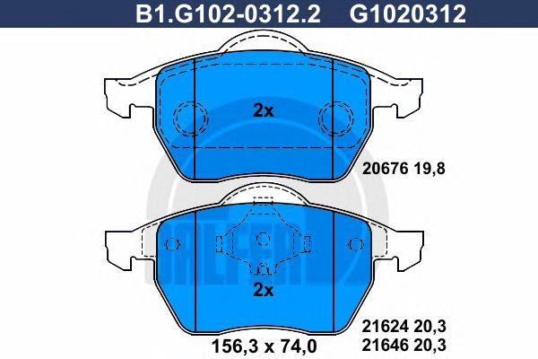 Купить GALFER B1G10203122 Колодки торм.пер. AUDI A3 1,8 96- A4 2,4i 95-97,SKODA Octavia 1.8T