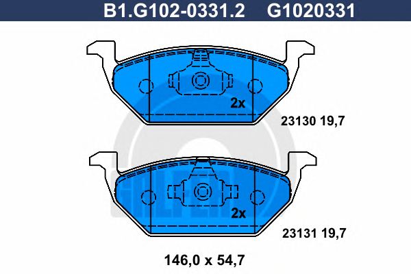 Купить GALFER B1G10203312 Колодки торм.пер. VW GOLF IV (1J1) 08/97-06/05 - AUDI A3 (8L1) 09/96- - SKODA OCTAVIA CoMERCE