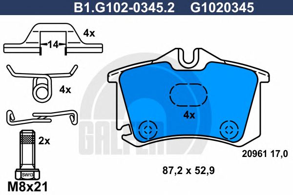 Купить GALFER B1G10203452 Колодки торм.зад. AUDI A3/A4 10/96- VW Golf-3 GTi,2.8 VR6 92- Golf-4 99- Passat-5 96- Shar