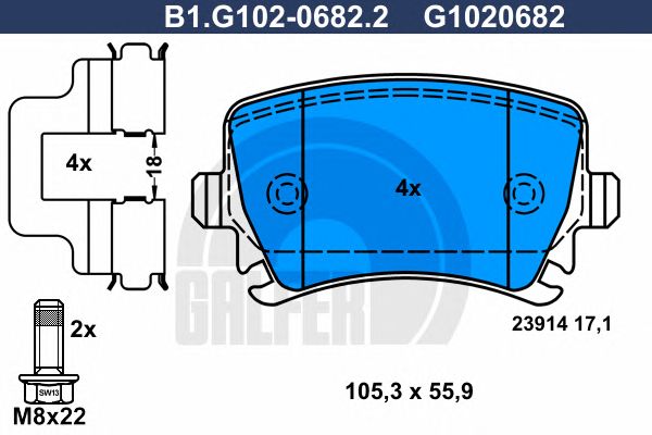 Купить GALFER B1G10206822 Колодки торм.зад. AUDI A3/A4/A6/VW Golf V 10/03->, Touran 2/03->, SKODA Octavia 6/04->