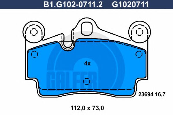 Купить GALFER B1G10207112 Колодки торм.зад. AUDI Q7 3.0-4.2/TDI 03/06->.VW Touareg 2.5-6.0/TDI/V6/V8/V10/W12 10/02->.PO