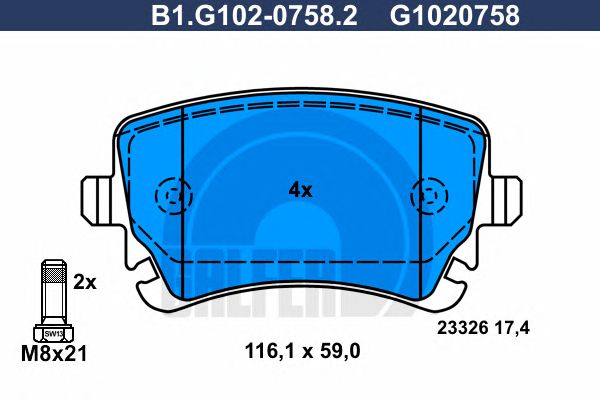 Купить GALFER B1G10207582 Колодки торм.зад. AUDI A6 (4F2) 05/04- A6 Avant (4F5) 03/05- A8 (4E_) 10/02-