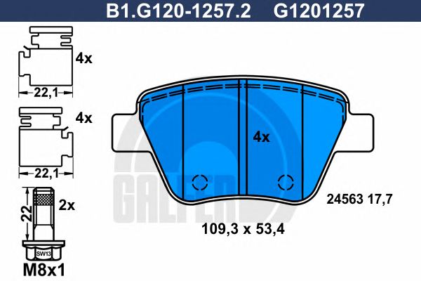 Купить GALFER B1G12012572 Колодки торм.зад. AUDI A3 1.2-3.2 05.03->, SEAT ALTEA/LEON 1.2-2.0 03.04->, SKODA OCTAVIA/SUPERB/YETI 1.4-2.0 02.04->, VW CADDY/GOLF/JETTA/SCIROCCO/TOURAN 1.2-2.0 02.03->