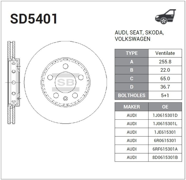 Купить запчасть SANGSIN BRAKE - SD5401 