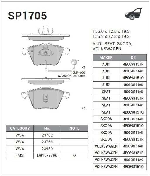 Купить запчасть SANGSIN BRAKE - SP1705 