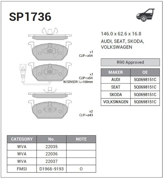 Купить запчасть SANGSIN BRAKE - SP1736 