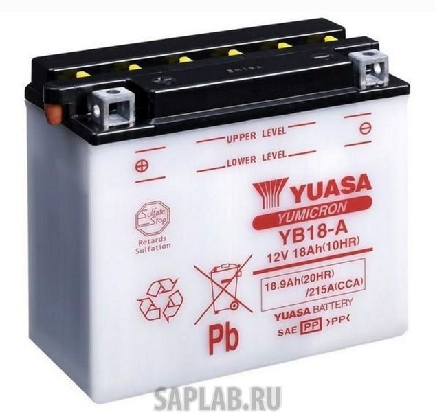 Купить YUASA YB18A Аккумулятор Yuasa YB18-A 12В 18Ач 215CCA 180x90x162 мм Прямая (+-)