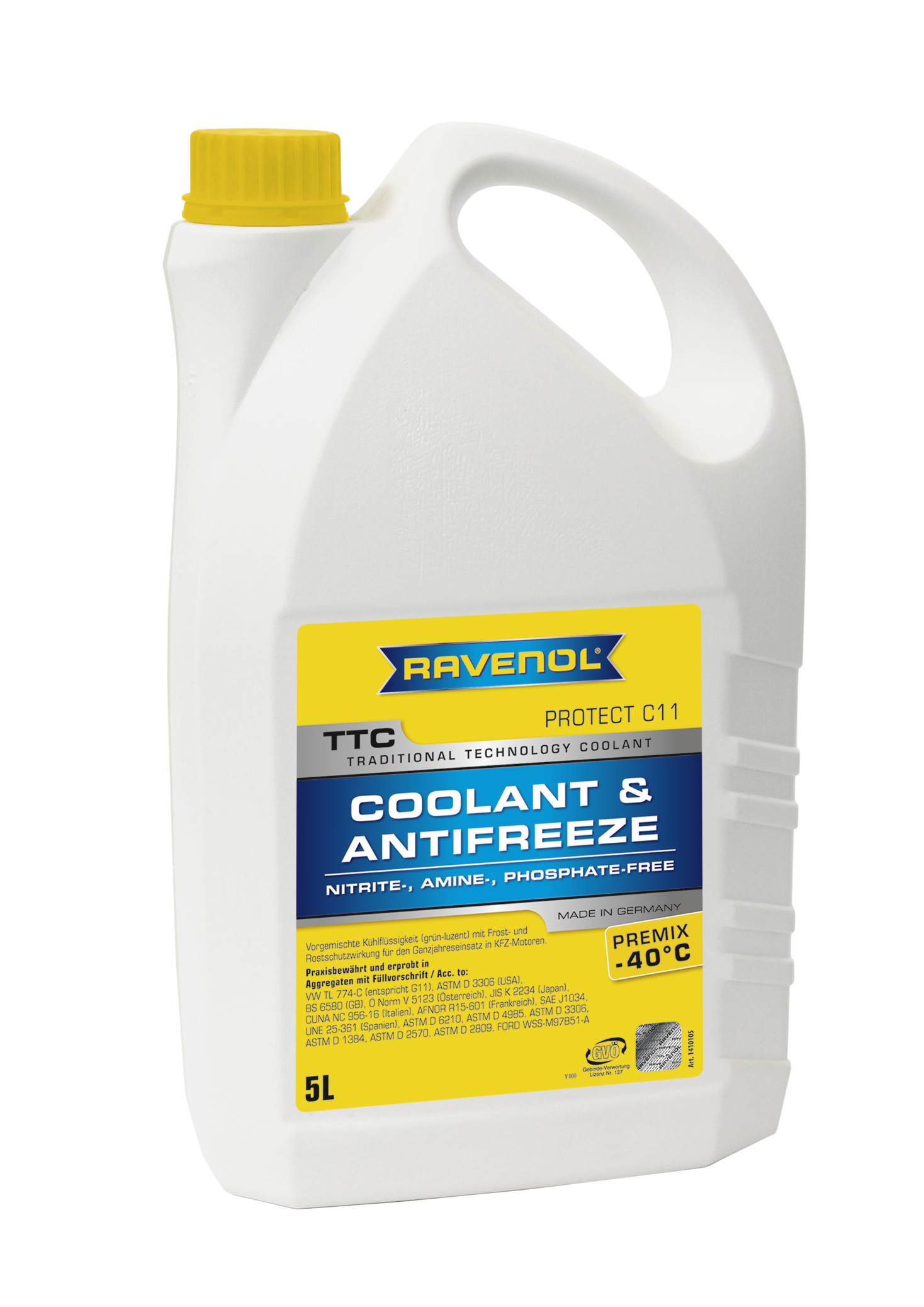 Купить Ravenol 4014835755352 Антифриз готовый к прим. жёлтый TTC Traditional Technology Coolant Premix ( 5л)